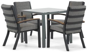 Tuinset 4 personen 85 cm Aluminium/teak Grijs Osmen Midura/Venustas