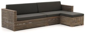 + 15% kassakorting | Chaise longue loungeset ROUGH | 3 personen | Loungeset Old Teak Greywash | Teakhout | Kees Smit Tuinmeubelen