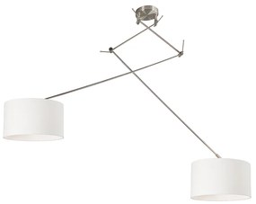 Hanglamp staal met kap 35 cm wit verstelbaar 2-lichts - Blitz Modern E27 rond Binnenverlichting Lamp