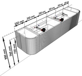 Mondiaz Kurve-dlux 190cm badmeubel ronding links/rechts oak met 2 lades en deuren en wastafel stor small dubbel 2 kraangaten ostra