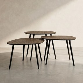 Metallic Brons Salontafel Set Organische Vorm - 62 X 51cm.