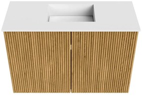 Mondiaz Joya 60cm toiletmeubel oak met wastafel faye midden zonder kraangat talc