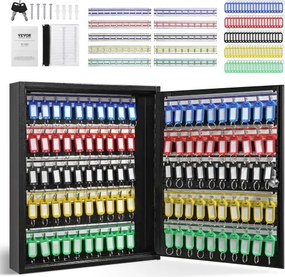 VEVOR Sleutelkast Sleutelkast 100 Sleutels, Zwarte Sleutelkast Sleutelkluis Verstelbare, Afsluitbare Sleutelkast met 10 Sleutelhouders, 2 Sleutels en 2 Indexkaarten