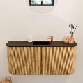 Mondiaz Joya 95cm toiletmeubel ronding links/rechts oak met wastafel faye midden 1 kraangat urban
