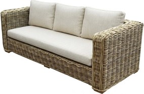 Nissah 3-zitsbank naturel rotan off-white kussens