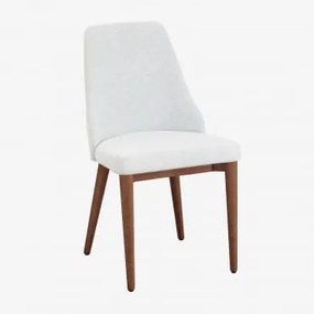 Set Van 2 Leiden Gestoffeerde Eetkamerstoelen Donker Hout & Stof Gebroken Wit - Sklum