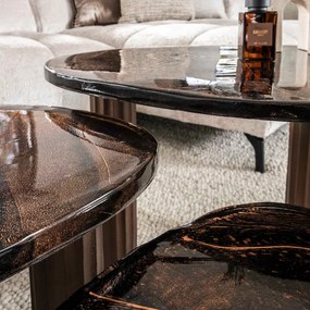 Salontafel Getrokken Glas Koperkleur Groot - 70 X 59cm.