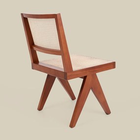 Walnoot Stoel Met Rotan Webbing