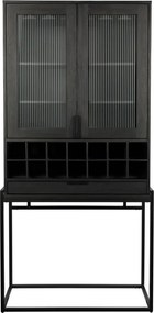 Zuiver Travis Wandkast Met Wijnrek Zwart - 88.5x46.5x180.5cm.