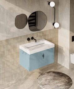 Muebles Calas badmeubel ribbelfront 80cm baby blauw met solid surface wastafel zonder kraangat
