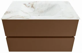 Mondiaz Vica DLux badmeubel 80cm rust 2 lades met wastafel frappe midden 1 kraangat