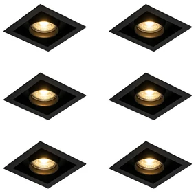 Set van 6 Moderne inbouwspot zwart verstelbaar - Roof GU10 Binnenverlichting Lamp
