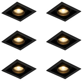 Set van 6 Moderne inbouwspot zwart verstelbaar - Roof
