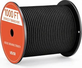 VEVOR Paracord Touw 4,7 mm x 305 m Nylon Parachutekoord Type 550 Zwart, Slijtvast Universeel Touw voor Thuis, Kamperen &amp; Buitengebruik, 295 kg Breeksterkte, 12 Buiten- &amp; 7 Binnenstrengen, met Touwspoel