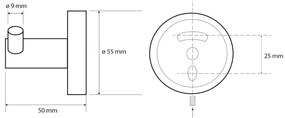 Sapho X-Round dubbele haak koper geborsteld