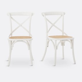 Set van 2 stoelen, hout en riet Cedak