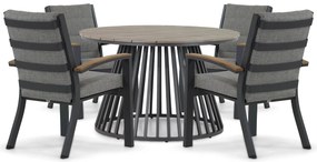 Tuinset Ronde Tuintafel 4 personen 125 cm Aluminium/teak Grijs  Osmen Midura/Sorrento