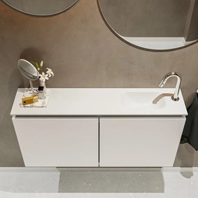 Mondiaz Ture 100cm toiletmeubel linen met wastafel talc rechts 1 kraangat