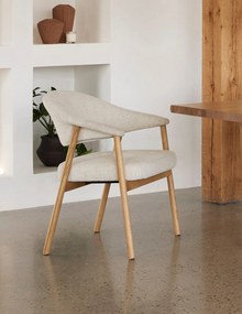 GARDA crème beige (stof Harmony 110) / natuurlijk eiken - GESTOFFEERDE STOEL VOOR WOONKAMER/EETKAMER
