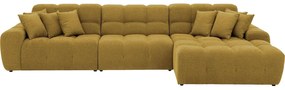 Goossens Excellent Bank Kubus - 30 X 30 Cm Stiksel geel, stof, 1,5-zits, modern design met chaise longue rechts