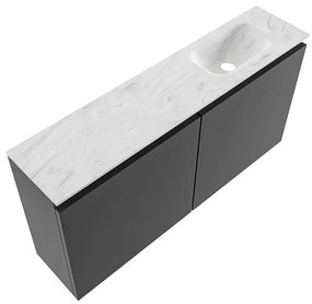 Mondiaz Ture DLux toiletmeubel 100cm dark grey met wastafel opalo rechts zonder kraangat