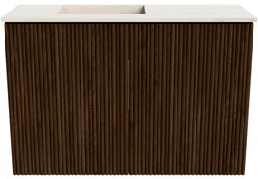 Mondiaz Joya DLux 60cm toiletmeubel walnut met wastafel faye links zonder kraangat meli