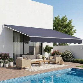 VEVOR Knikarmzonnescherm 4x3 m, Uitschuifbaar zonnescherm met handslinger, Terraszonnescherm met UPF 80+ zonbescherming, Zonnescherm, Balkonzonnescherm, Ideaal voor terras, balkon, tuin en ramen, Grijs