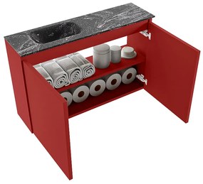 Mondiaz Ture DLux toiletmeubel 80cm fire met wastafel lava links met kraangat