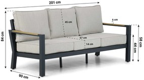 Stoel en Bank Loungeset 5 personen Aluminium/Polywood (teakfinish) Grijs  Lifestyle Garden Furniture Bilbao