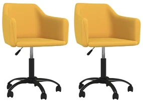 vidaXL Eetkamerstoelen draaibaar 2 st fluweel geel