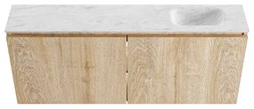 Mondiaz Ture DLux toiletmeubel 120cm washed oak met wastafel opalo rechts met kraangat