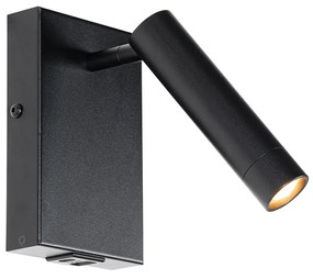 Moderne wandlamp zwart verstelbaar met usb - Croft