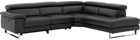 Goossens Excellent Bank Noud donkergrijs, leer, modern design met ligelement rechts
