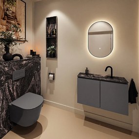 Mondiaz Ture DLux toiletmeubel 80cm dark grey met wastafel lava midden met kraangat