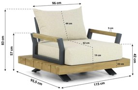 Tuinstoel Aluminium/Teak Old teak greywash Santika Supreme
