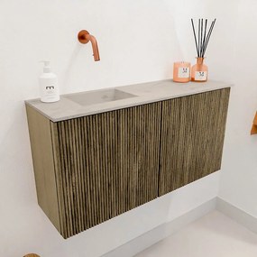 Mondiaz Joya DLux 80cm toiletmeubel dusk met wastafel faye links zonder kraangat opalo