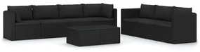 vidaXL 8-delige Loungeset met kussens poly rattan zwart