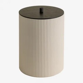 Prullenbak Met Deksel Van Abs En Bamboe Ozene Beige – Crème - Sklum