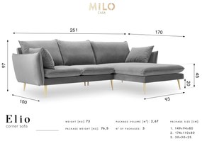 3.5-zitshoekbank Elio rechts velvet | Milo Casa