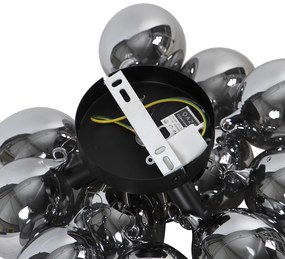 Design plafondlamp zwart met smoke glas 3-lichts - Uvas