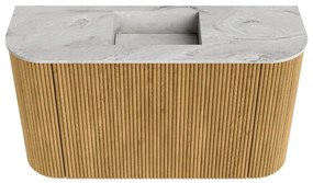 Mondiaz Joya DLux 75cm toiletmeubel ronding links/rechts oak met wastafel faye midden zonder kraangat glace