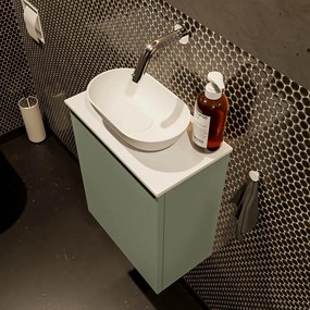 Mondiaz Fowy toiletmeubel 40cm army met witte waskom midden zonder kraangat