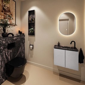 Mondiaz Ture DLux toiletmeubel 60cm plata met wastafel lava rechts met kraangat