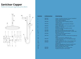 Saniclear Copper inbouw regendouche rond met 20cm hoofddouche, plafondarm en glijstang geborsteld koper