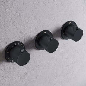 Saniclear Plus Curved inbouw regendouche met 30cm hoofddouche, plafondarm en glijstang zwart mat