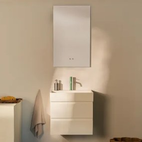 Badkamermeubelset Van Hout En Essenhoutfineer Met Geïntegreerde Wastafel Ona Wit & Rectangular Led And Antifog 55x90 Cm Kirvex & Green - Sklum