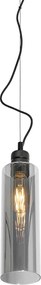 Moderne hanglamp zwart met smoke glas - Stavelot