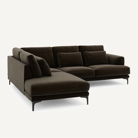 Linkse hoekbank met leuning in fluweel, Marsile