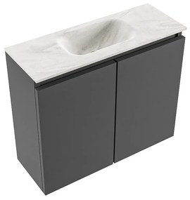 Mondiaz Ture DLux toiletmeubel 60cm dark grey met wastafel ostra midden zonder kraangat