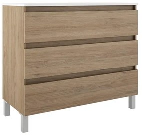 Adema Chaci PLUS Wastafelonderkast - 100x86x46cm - 3 lades - Geintegreerde greep - MFC - eiken (hout) BOX_100_Canela